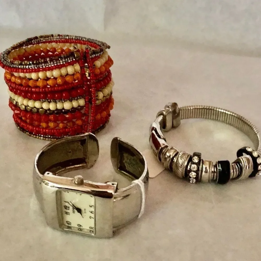 Lot of 3 1 Cuff Watch and 2 Bracelet